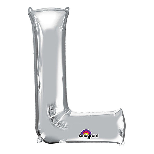 Letter L Silver 33in Metallic Balloon