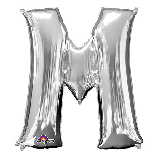 Letter M Silver 33in Metallic Balloon