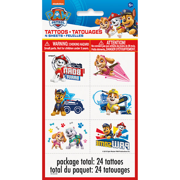 Paw Patrol Temporary Tattoo Favors