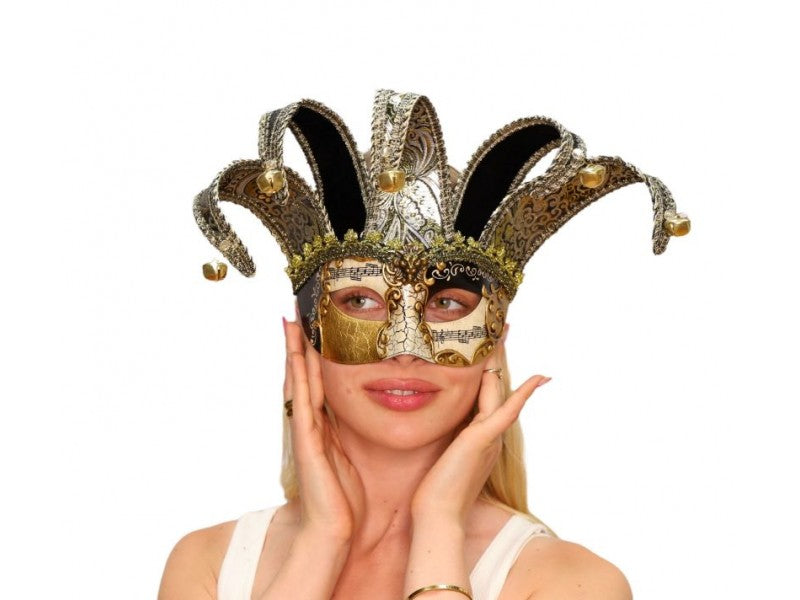 Black Gold Venetian Jester Eye Mask
