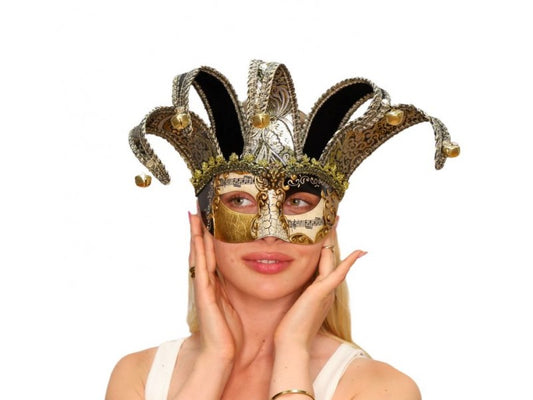 Black Gold Venetian Jester Eye Mask