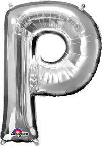 Letter P Silver 33in Metallic Balloon