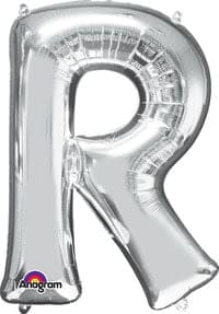 Letter R Silver 33in Metallic Balloon