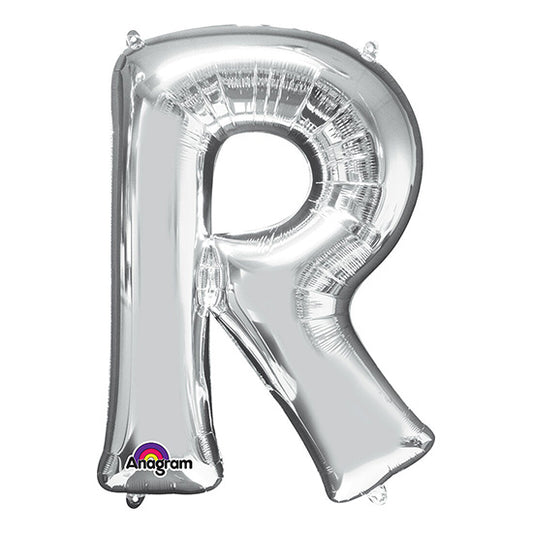 Letter R Silver 33in Metallic Balloon