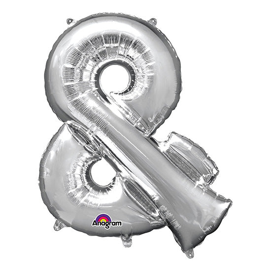 Letter & Symbol Ampersand Silver 33in Metallic Balloon