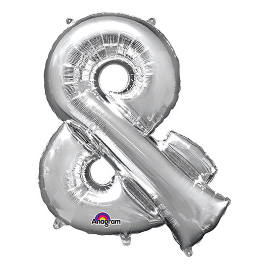 Letter & Symbol Ampersand Silver 33in Metallic Balloon