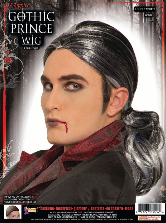 Gothic Prince Black and White Wig