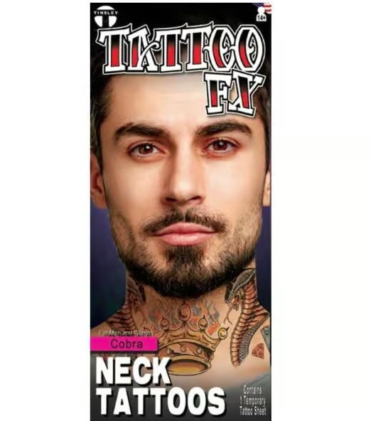 Cobra Neck Temporary Tattoo FX