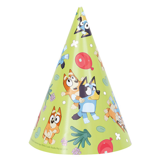 Bluey Party Paper Cone Hats 8ct