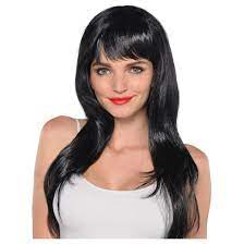 Black Flirty Curly Wig with Bangs