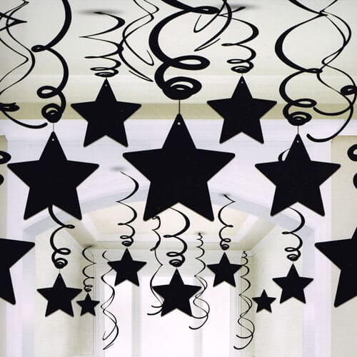 Foil Shooting Stars Mega Value Pack Swirls - Black 30 Ct