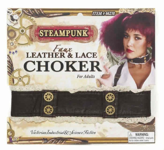 Speampunk Faux Leather & Lace Choker
