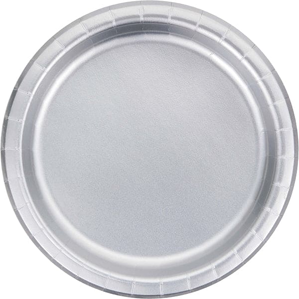 Silver Foil 9in Round Dinner Plates 8ct