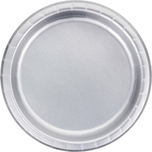 Silver Foil 9in Round Dinner Plates 8ct