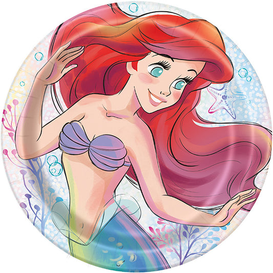 Disney the Little Mermaid 9in Round Dinner Paper Plates 8ct