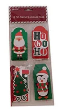 Christmas Tags (12ct) 3D Diecut Luggage Luxury Tags