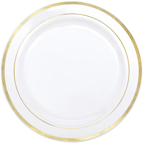 Gold Trim Premium 10 1/4in Round Plastic Plates 20ct