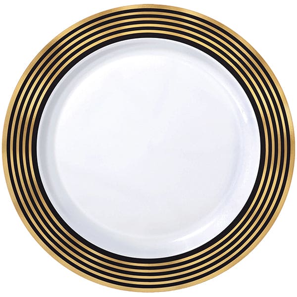 Gold Stripe Premium 10 1/4in  Round Plastic Plates  20ct