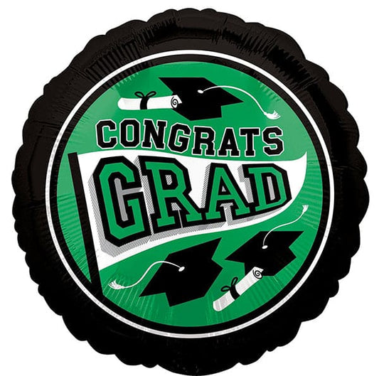 Congrats Grad Graduation 18in Metallic Balloon Green
