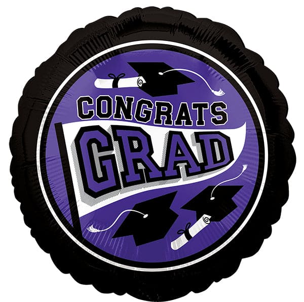 Congrats Grad Graduation 18in Metallic Balloon Purple