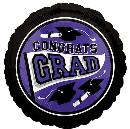 Congrats Grad Graduation 18in Metallic Balloon Purple