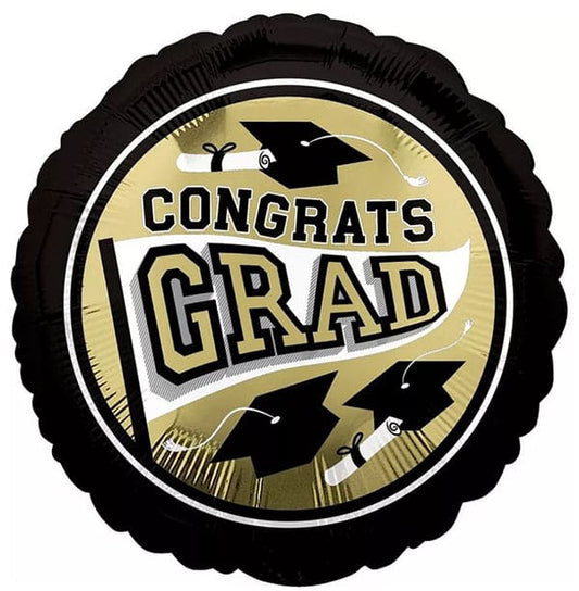 Congrats Grad Graduation 18in Metallic Balloon Gold