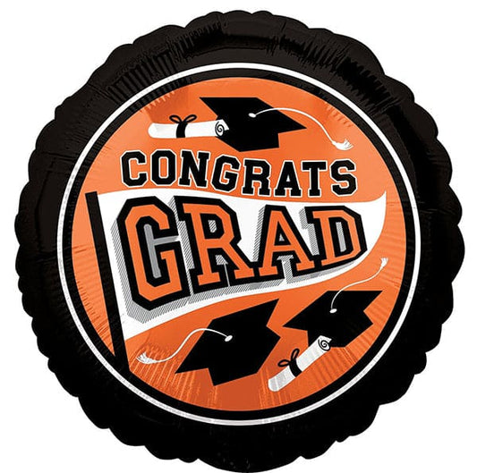 Congrats Grad Graduation 18in Metallic Balloon Orange