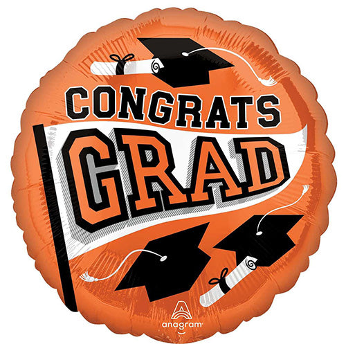 Congrats Grad Graduation 18in Metallic Balloon Orange