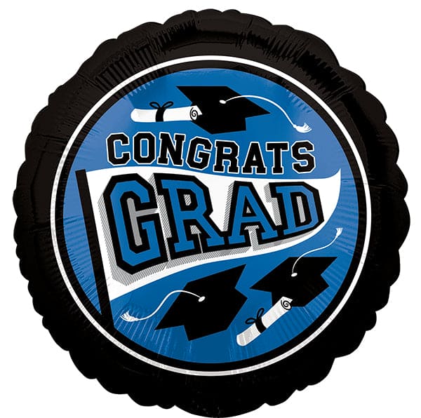 Congrats Grad Graduation 18in Metallic Balloon Blue