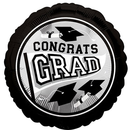 Congrats Grad Graduation 18in Metallic Balloon Silver