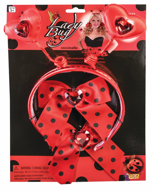 Lady Bug Bow and HeadBand Set