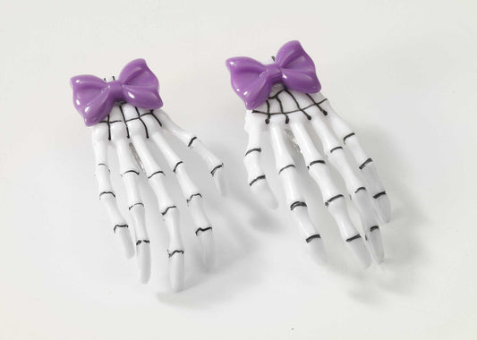 Skeleton Hands with Bow Hair Clips