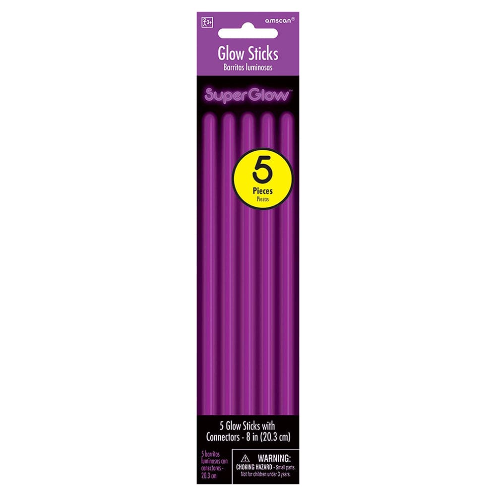 Super Glow Sticks 8in Purple 5ct
