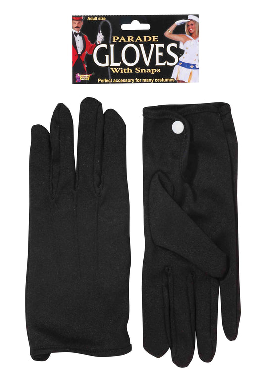 Black Gloves With Snaps Parade Marching Band Magician  Adult