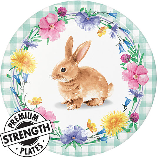 Bunny and Blooms 8.75in Round Dinner Paper Plates 8ct