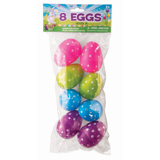 Easter Dot Print Plastic Eggs 8 Ct