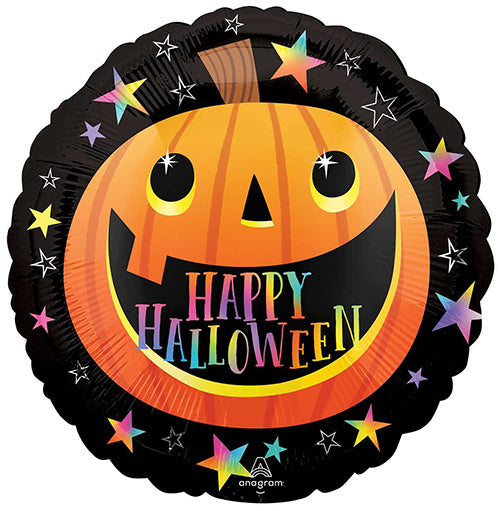 Smiley Halloween Pumpkin 18in Metallic Balloon