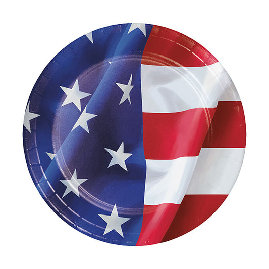 Flying Flag 7in Round Luncheon Paper Plates 8 Ct