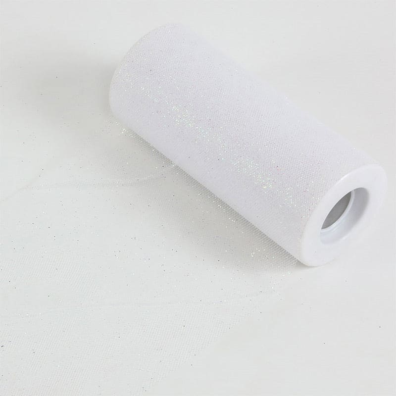 Tulle Glitter 6in x 25yds White