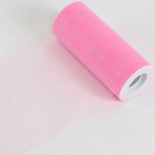 Tulle Glitter 6in x 25yds Pink