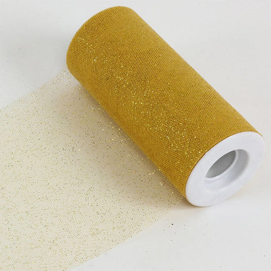 Tulle Glitter 6in x 25yds Gold