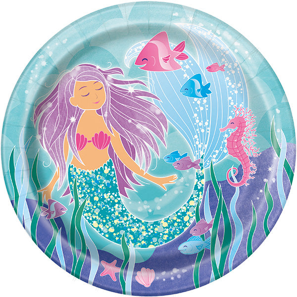 Mermaid 9in Round Dinner Paper Plates 8ct