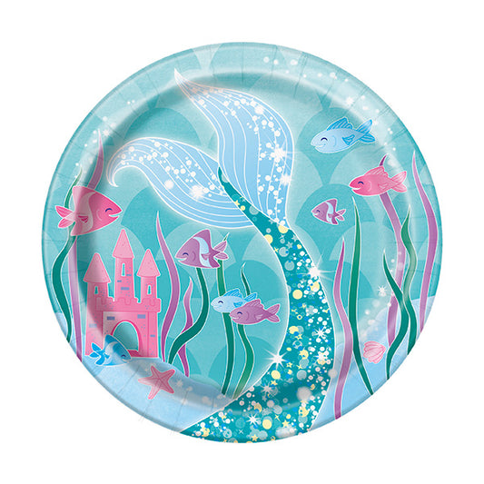 Mermaid 7in Round Luncheon Paper Plates 8ct