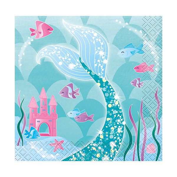 Mermaid Beverage Napkins 16ct