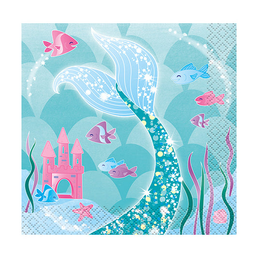 Mermaid Beverage Napkins 16ct