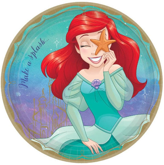 Disney Ariel Princess Round 9in Dinner Paper Plates 8ct