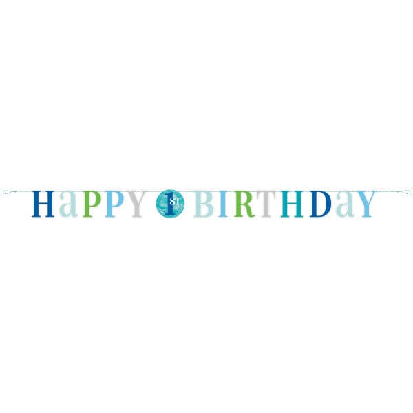 First Birthday Blue Dots 6ft Letter Banner