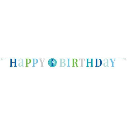 First Birthday Blue Dots 6ft Letter Banner