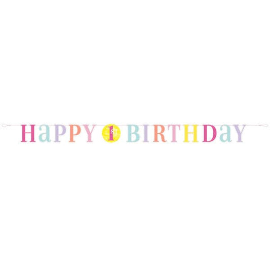 Pink Dots First Birthday 6ft Letter Banner