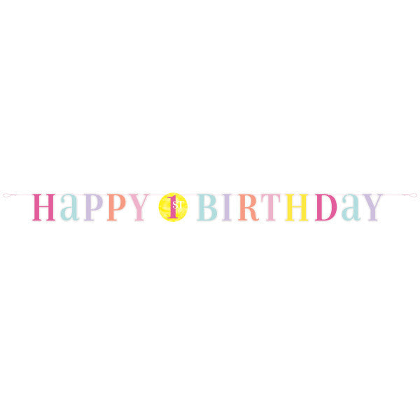 Pink Dots First Birthday 6ft Letter Banner